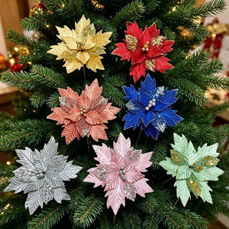 Christmas Ornament Set With Preserved Flowers For Holiday Decor And Tree Embellishments