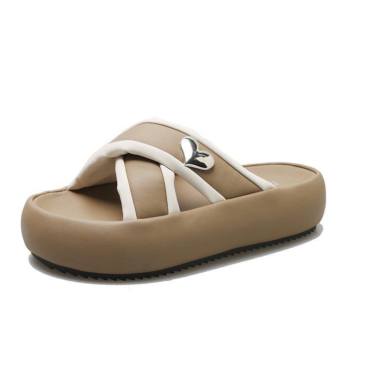 2024 New Korean Version of Platform Women's Slippers Fashion Trend Versatile Soft Sole Sandals Daily Casual Comfortable Women's Shoes