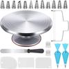 35-Piece Aluminum Turntable Cake Decorating Set with Piping Tips, Scraper, and Spatula