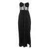 Knitted tube top waist split dress women's, European and American women's clothing summer sexy slim black dress