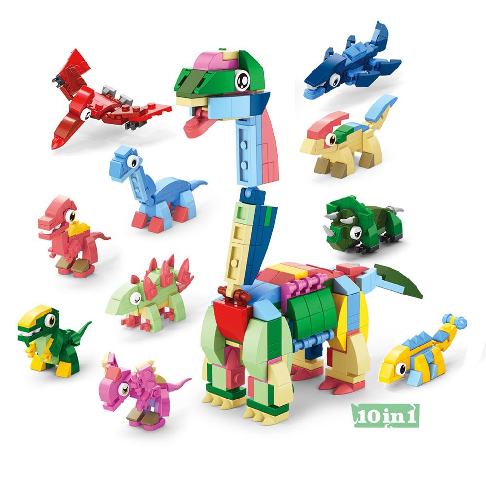 Animals World Insect Fish Bird Dog Elephant Panda Giraffe Honeybee 10 In 1 Building Blocks Kit Bricks Model Kids Toy Children