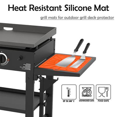 Grill Side Shelf Silicone Mat Food Grade Heat-Resistant Anti-slip Kitchen Counter Outdoor BBQ Griddle Tools Oil Drain Baking Hot Pad Prep Tray