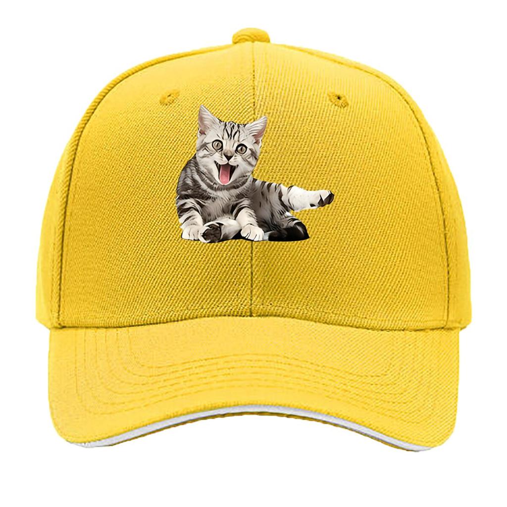 Breathable Baseball Cap with Cute Kitten Print Adjustable Casual Sun Hat for Everyday Outdoor W Sandwich Baseball Cap