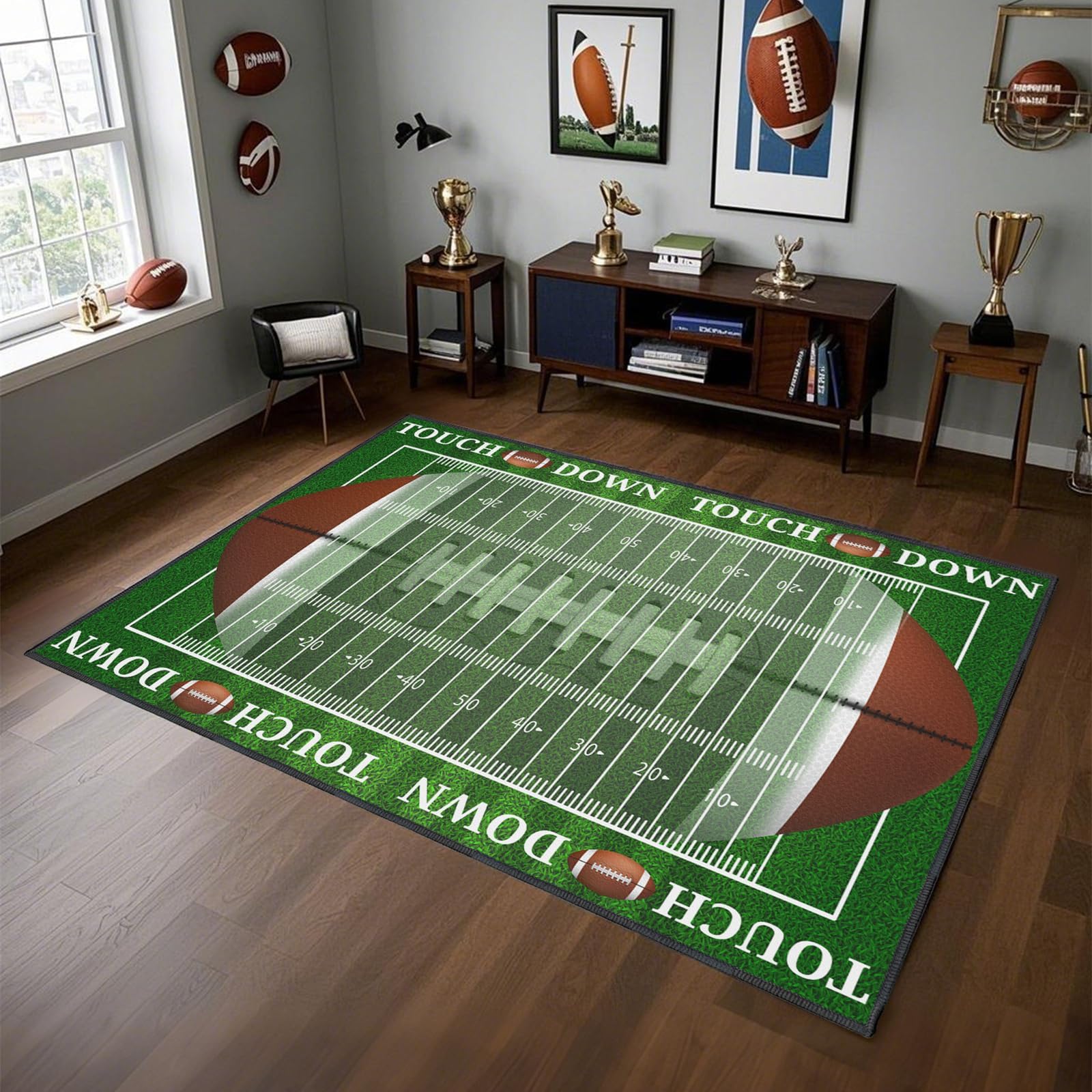 

Football Rug for Bedroom,3 x5 Non-Slip Football Field Rugs,Sports Rug for Room and Lving Room Decor 100cm x 120cm