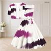 Women Plus Size Printed Two Piece Set Square Neck Sleeveless Tie Waist Flared Dress Short Sleeve Cropped Shrug