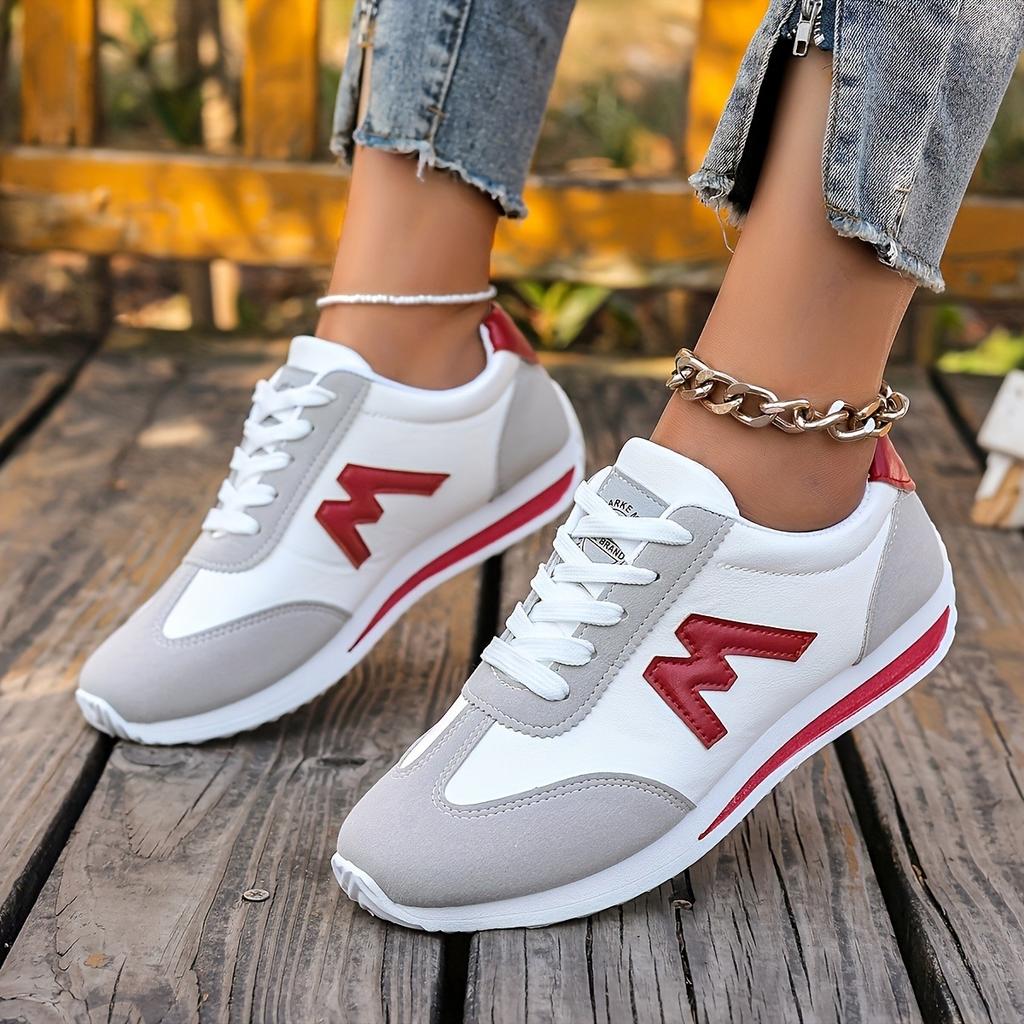 Women's Lightweight Casual Sports Shoes, EVA Sole Running Shoes, Lace Up, Low Cut Design, Suitable for All Seasons