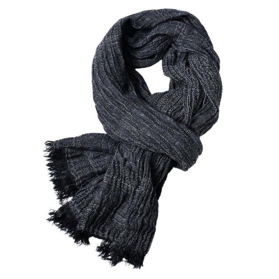 Luxury Band Scarf Men Solid Cotton Scarf Female & Male Shawl Wrap Jacquard Weave Long Scarfs with Tassels 175*80 Cm