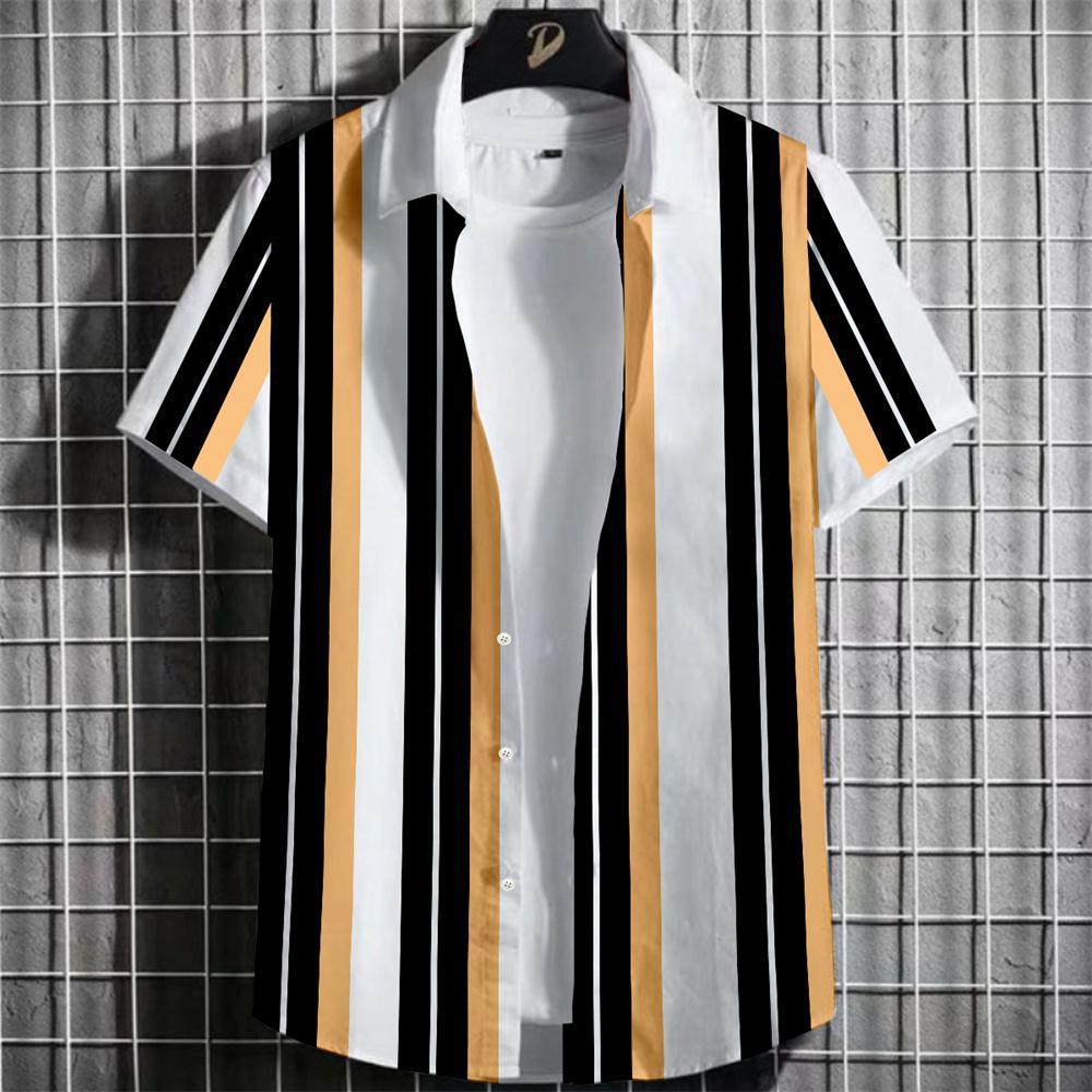 Men's Striped Shirt, Floral 3d Print Shirt, Casual Shorts, Sleeve Tops, Beach Party Shirts, Mens Hawaiian Shirt, Loose Fitting Clothes 2025