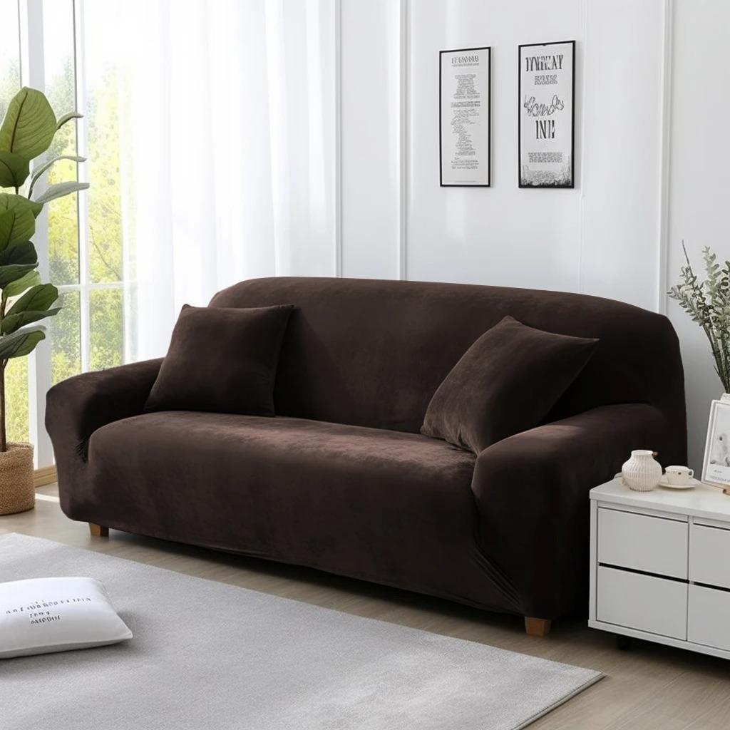 Stoff Samt Sofabezüge Für Wohnzimmer Stretch Weich Dicke Abdeckung Hohe Qualität 1/2/3/4 Sitzer Möbel Sesselbezüge Für Zuhause Polster 2 seat (145-185cm)