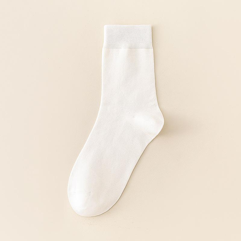 Socks Men's Mid-calf Socks Cotton Anti-odour Sweat Autumn and Winter Boneless Solid Colour Stockings Large Size Men's Business Socks