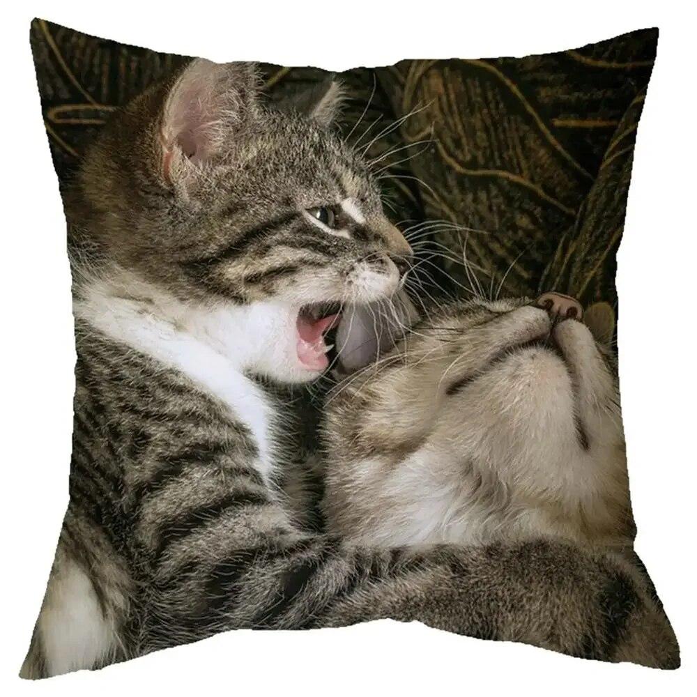 Cute Little Lazy Cat Living Room Sofa Decorative Cushion Cover Square Pillowcase Elegant and Fashionable Home Design 45x45cm