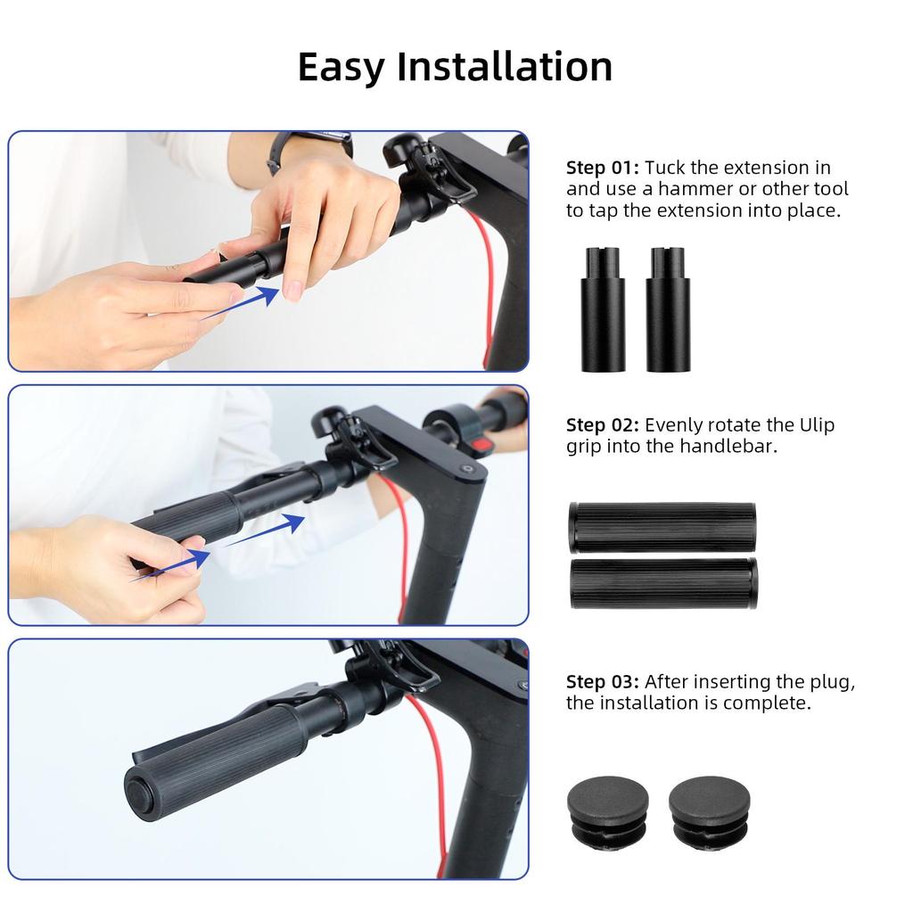 Black Ulip silicone handlebar extender kit without light for xiaomi and Ninebot ES series scooters