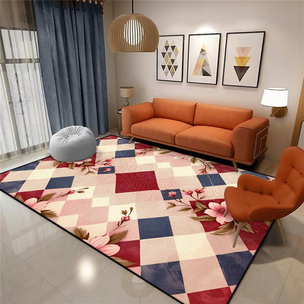 Nordic Style Geometric Rugs Modern Aesthetics Decoration Home Carpet Luxury Green Bedroom Non-slip Washable Mat Living Room