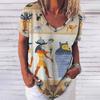 Summer T Shirt For Women 3d Fashion Geometric Print V Neck Short Sleeve Basic Tops Streetwear Casual Oversized Female Clothing