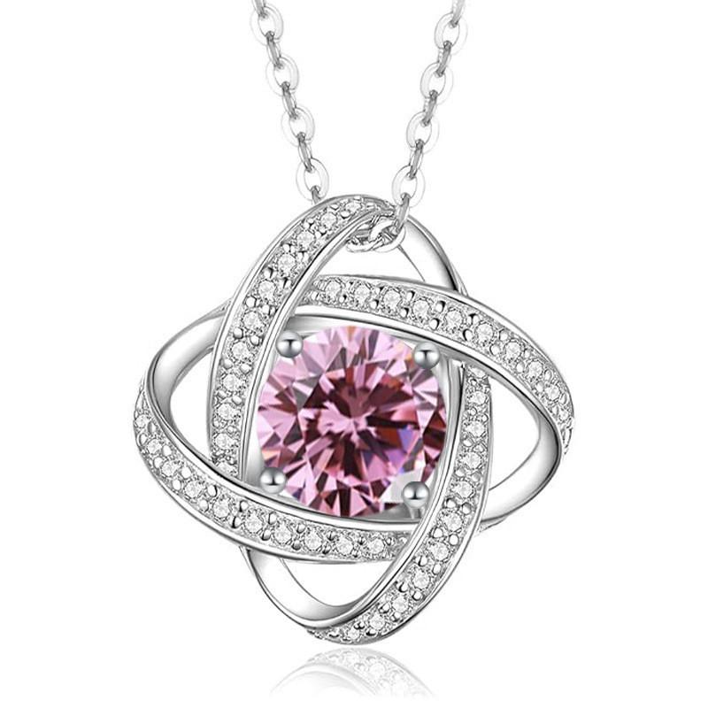 Sterling Clover Pendant Necklace With Full Crystal Zircon Adjustable Chain Women Daily Wear