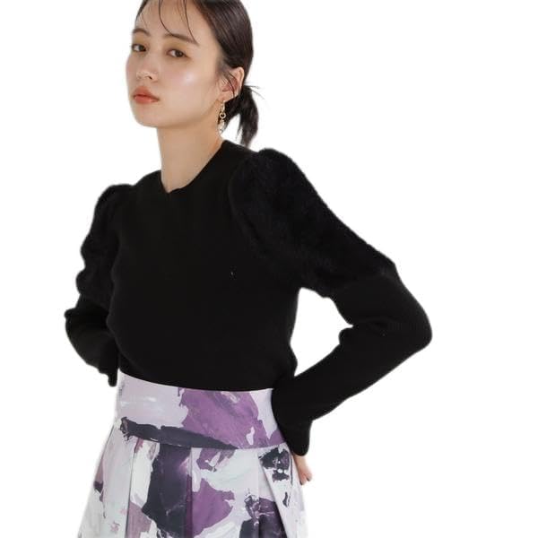 

Jill by Jill Stuart Women s Fur Sleeve Rib Knit Sweater, Black