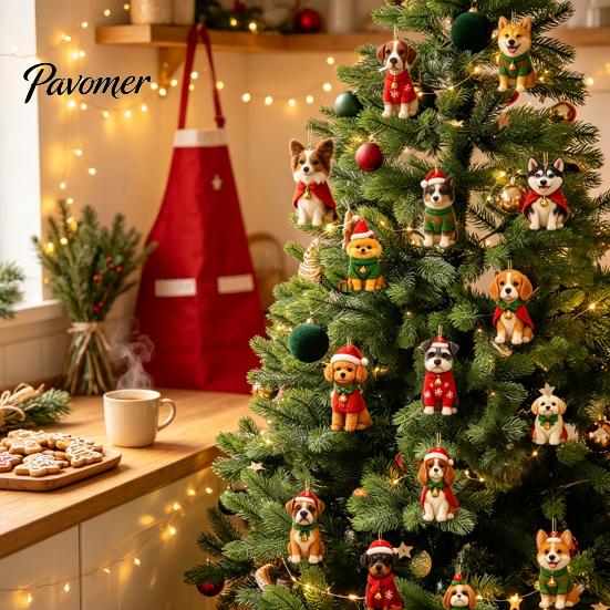 Gift Box for Boys Girls Dog Advent Calendar, 2D Acrylic Breeds Ornaments, 24-Days Christmas Party Favors Enthusiasts Countdown Calendar with 24 Puppy