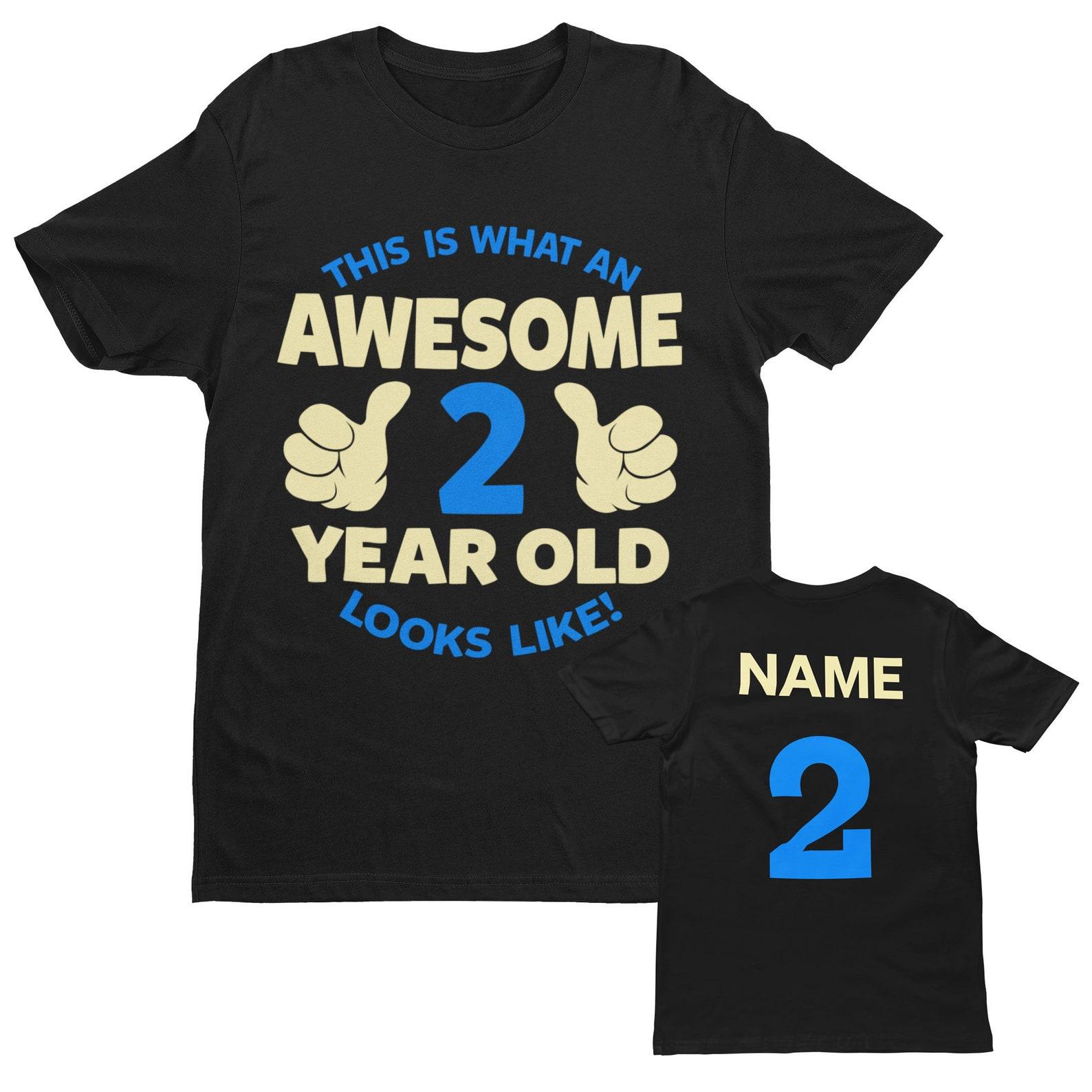 Personalized 2nd Birthday Boy T-Shirt: Awesome Two-Year-Old Design S