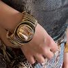 Woven Geometric Glass Open Bracelet Fashionable Exaggerated And Individual Wristband Trendy Jewelry Accessory For Women