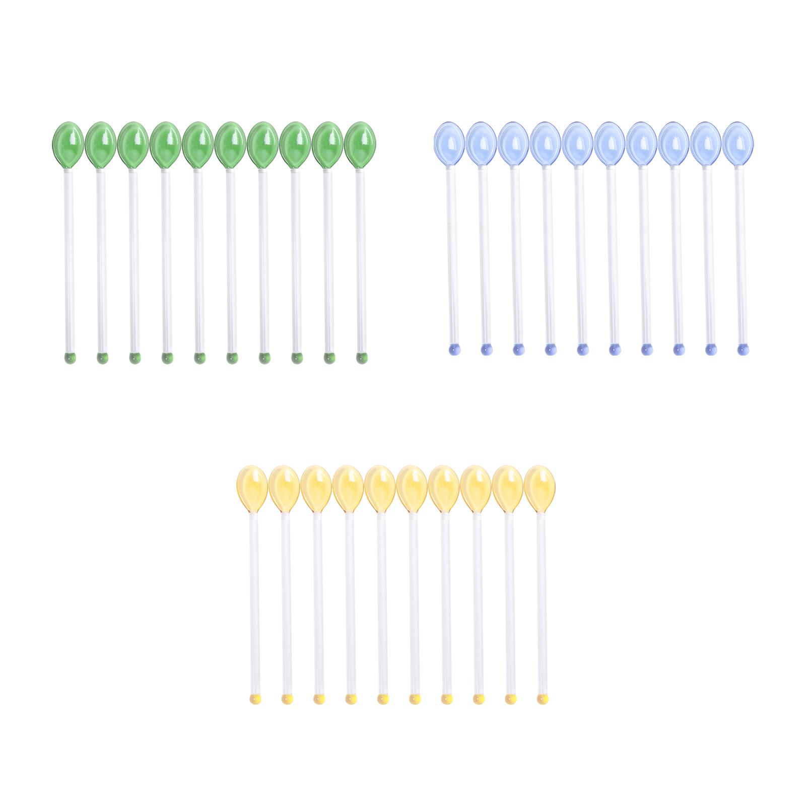 10Pcs Glass Latte Spoons Transparent Coffee Mixing Spoon Tea Spoon Rod Mixing Rod for Tea Appetizers Ice Cream Espresso Desserts