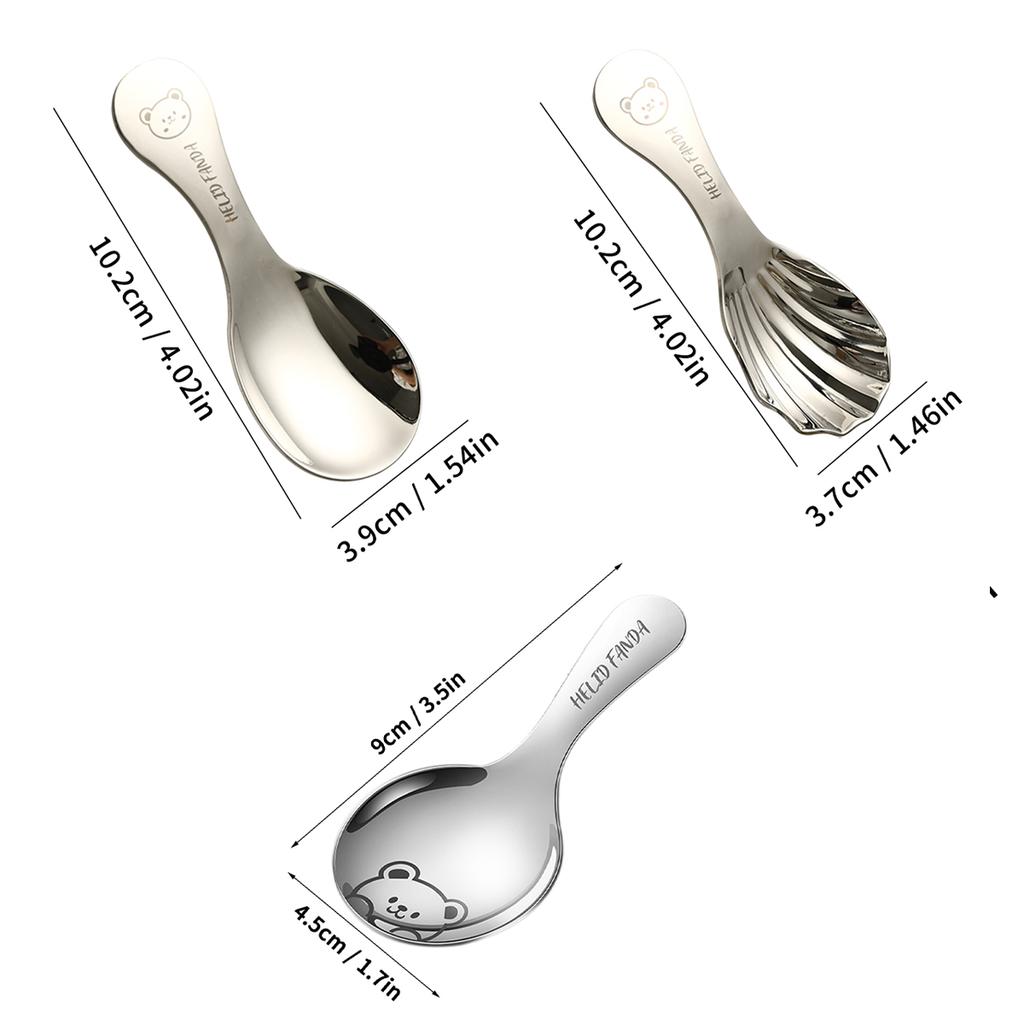 Cuillère à sel mignonne Acier inoxydable 304 Cuillère à dessert pour enfants Manche court Cuillère à glace Cuisine Mini pelle à condiments