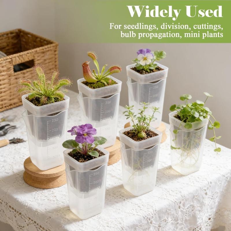 Automatic Self-Watering Flower Pot, Translucent Plastic Planter with Drainage Holes, For Succulents & Cuttings, Home Gardening Decor