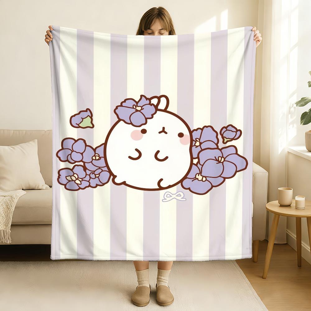 Kreslená Kawaii M Molang Deka Měkká a Šetrná k Pleti Pro Pohovku Postel Dřímotu Přehoz Na Postel Na Všechna Roční Období Přikrývka