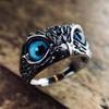 Creative Blue Eye Owl Ring Retro Unique Cute Personality Animal Ring Opening Adjustable Punk Rock Vintage Fashion Hip Hop   Ring