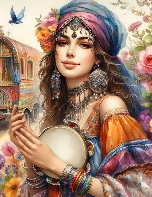 Gypsy Woman Full Square Round Diamond Embroidery Fantasy Peacock Goddess Diamond Painting Cross Stitch Mosaic Wall Decor