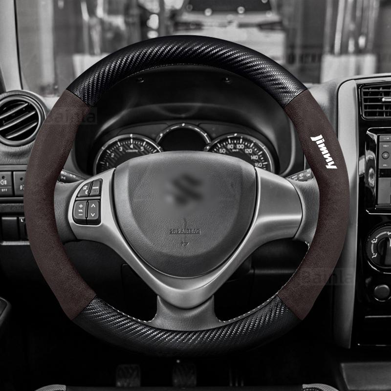 For Suzuki Jimny jb74 jb64 jb43 jb53 2015 Suede Car Steering Wheel Cover Anti-Slip Steering Wheel Cover 38cm Car Accessories