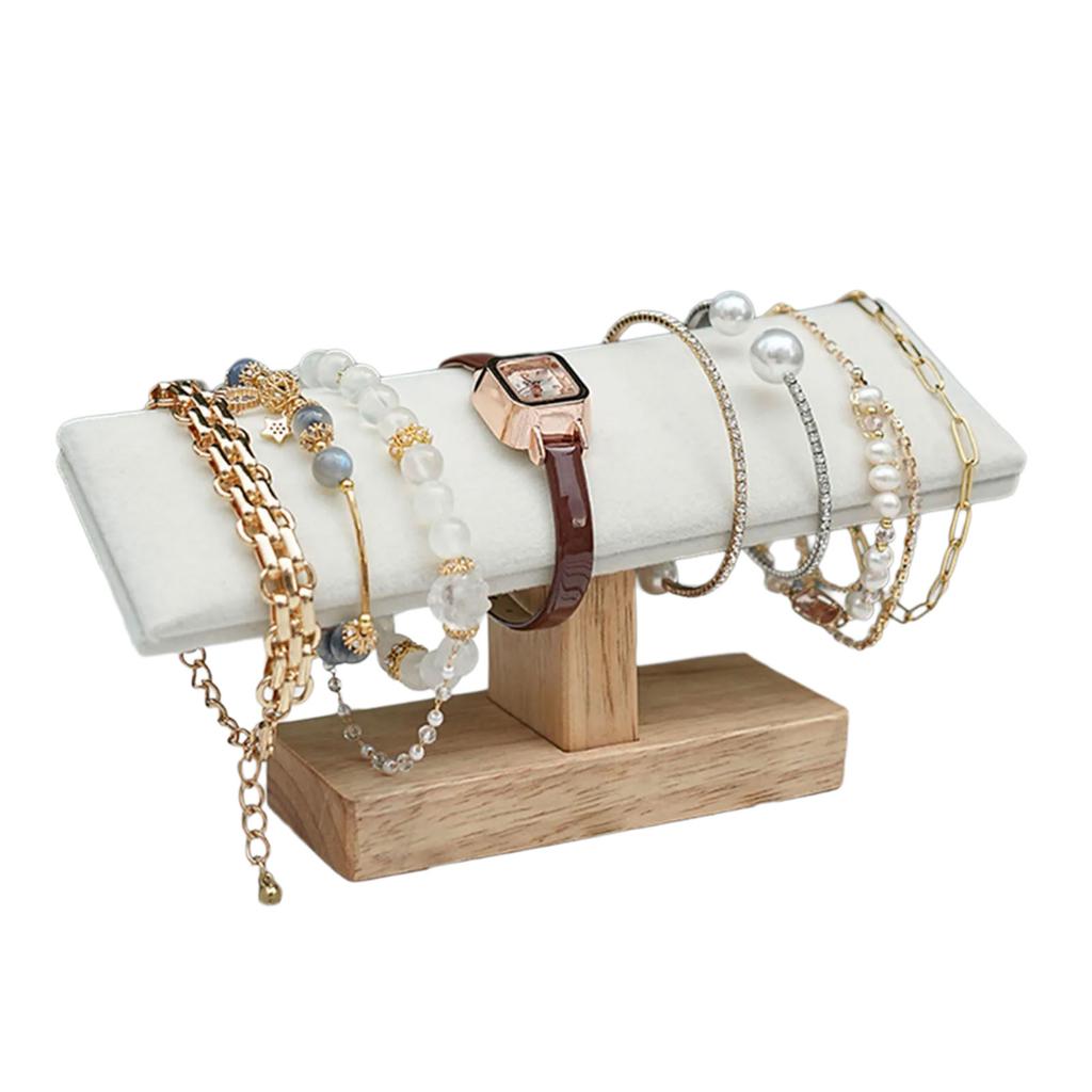 Practical Solid Wood Jewelry Display Rack Featuring Sturdy Plush Lint To Protect And Highlight Jewelry Accessories