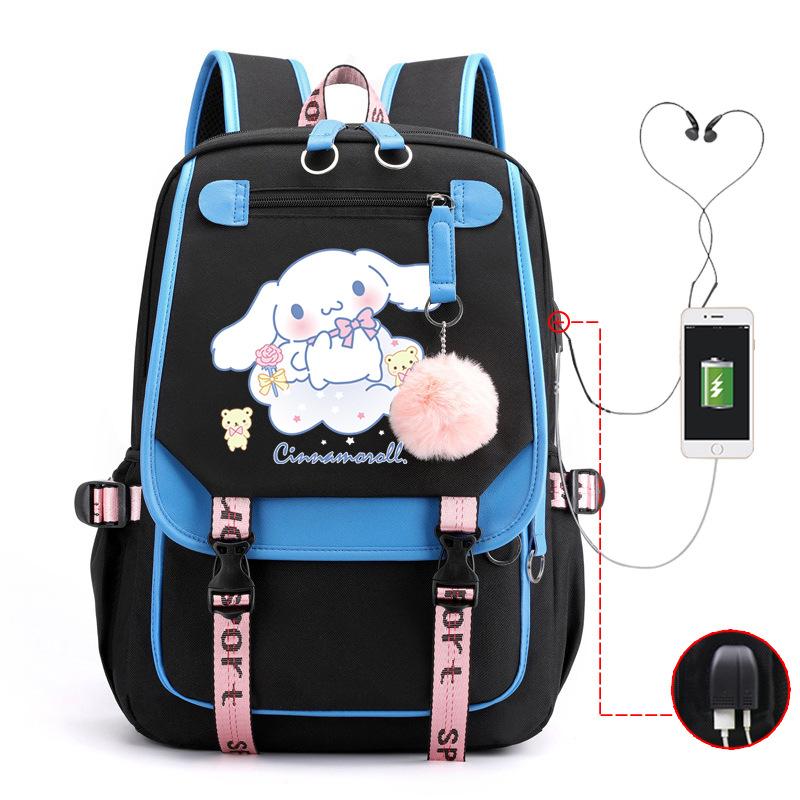 Pies z Dużymi Uszami Plecak Szkolny Męski i Damski Plecak dla Ucznia Szkoły Średniej Gimnazjum Styl College'owy Pasek do Plecaka Plecak Wielofunkcyjny USB