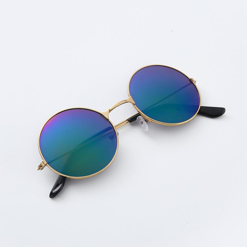 7001 Coated Round Frame Prince Glasses, Colorful Round Frame Sunshades, Metal Color Sunglasses Sunglasses