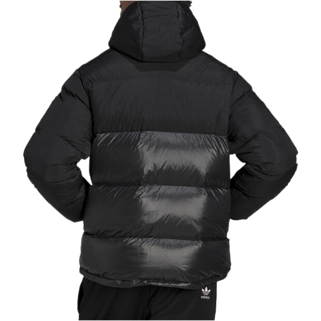 Adidas Originals Solid Color Embroidered Logo Zip Hooded Down Jacket Men Outerwear Black HL9181
