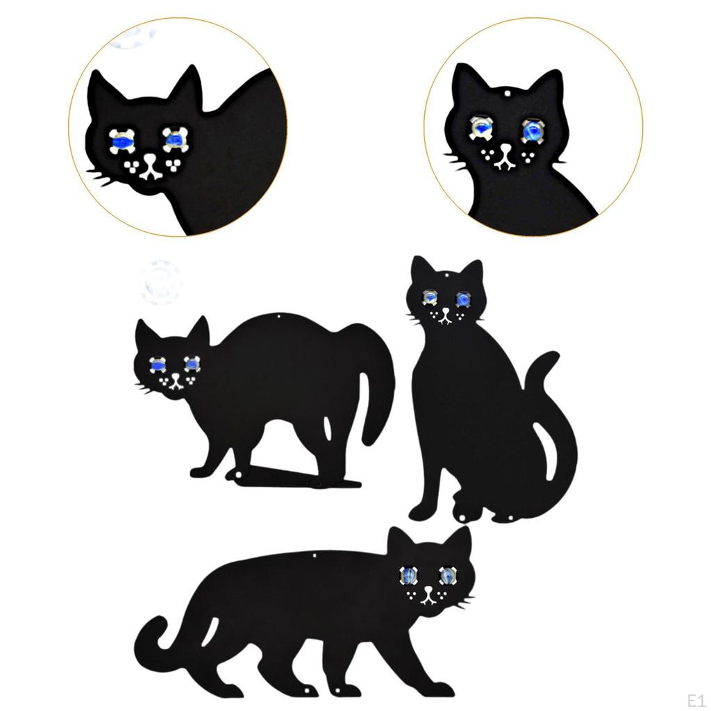3x Schwarze Katze Metall Dekorative Gartenstecker Silhouettenstatuen Einfach zu Installieren Halloween Dekoration