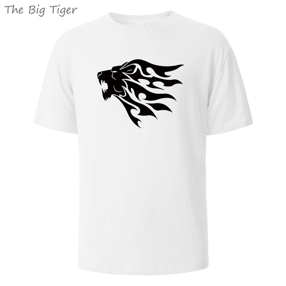 

Lion Head Printing Breathable Cotton Round Neck Tee Minimalist Design Lightweight Fabric Unisex Basic T Shirt Men TShirt S