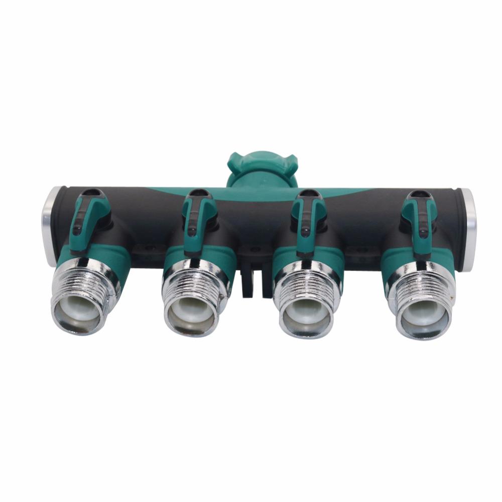 1 pièce Connecteur d'arrosage de jardin à 4 voies Adaptateur Diviseur en alliage de zinc Convient pour Robinet d'extérieur Systèmes d'arrosage goutte à goutte Aspersions 3/4 pouce