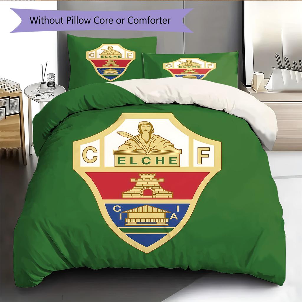 Elche Club de Fútbol Pattern Bedding Quilt Set Home Decoration Gift (1 * duvet cover + 2 * pillowcase without core)