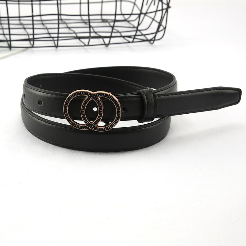 

Faux Stylish Unisex Leather Belt With Metal Buckle Belt Paired With Jeans Double Ring