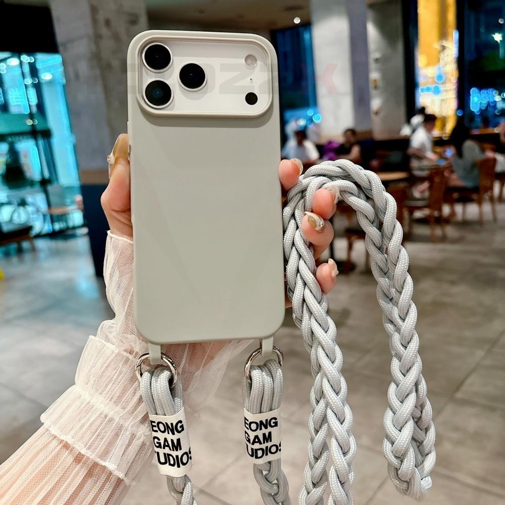 Für iPhone 17 Pro Lanyard Hülle Crossbody Strick-Lanyard Candy Weiche Handyhülle iPhone 17 Pro Max 16 15 14 Plus 13 12 Mini 17Air