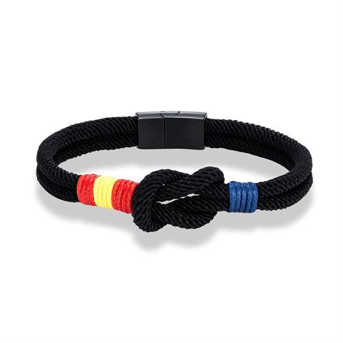 2026 Magnetic Buckle Spanish Flag Bracelet Men s and Women s Couple Concentric Knot Milan Rope Flag Hand 19cm чёрный