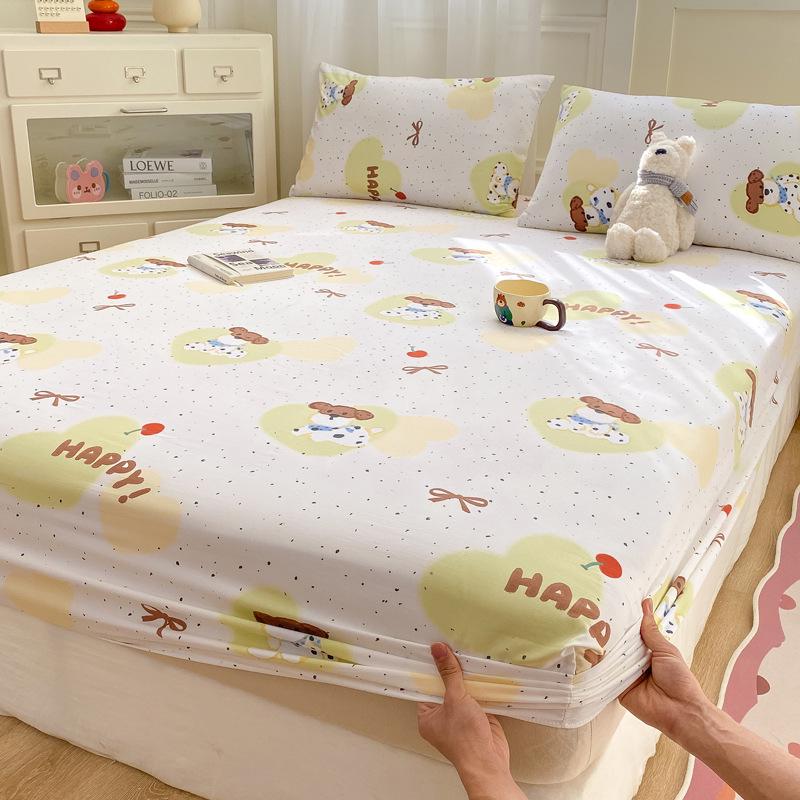 Class A Pure Cotton Mother and Baby Fitted Sheet In Fresh Style - Washed Cotton Mattress Protector Three-Piece Set