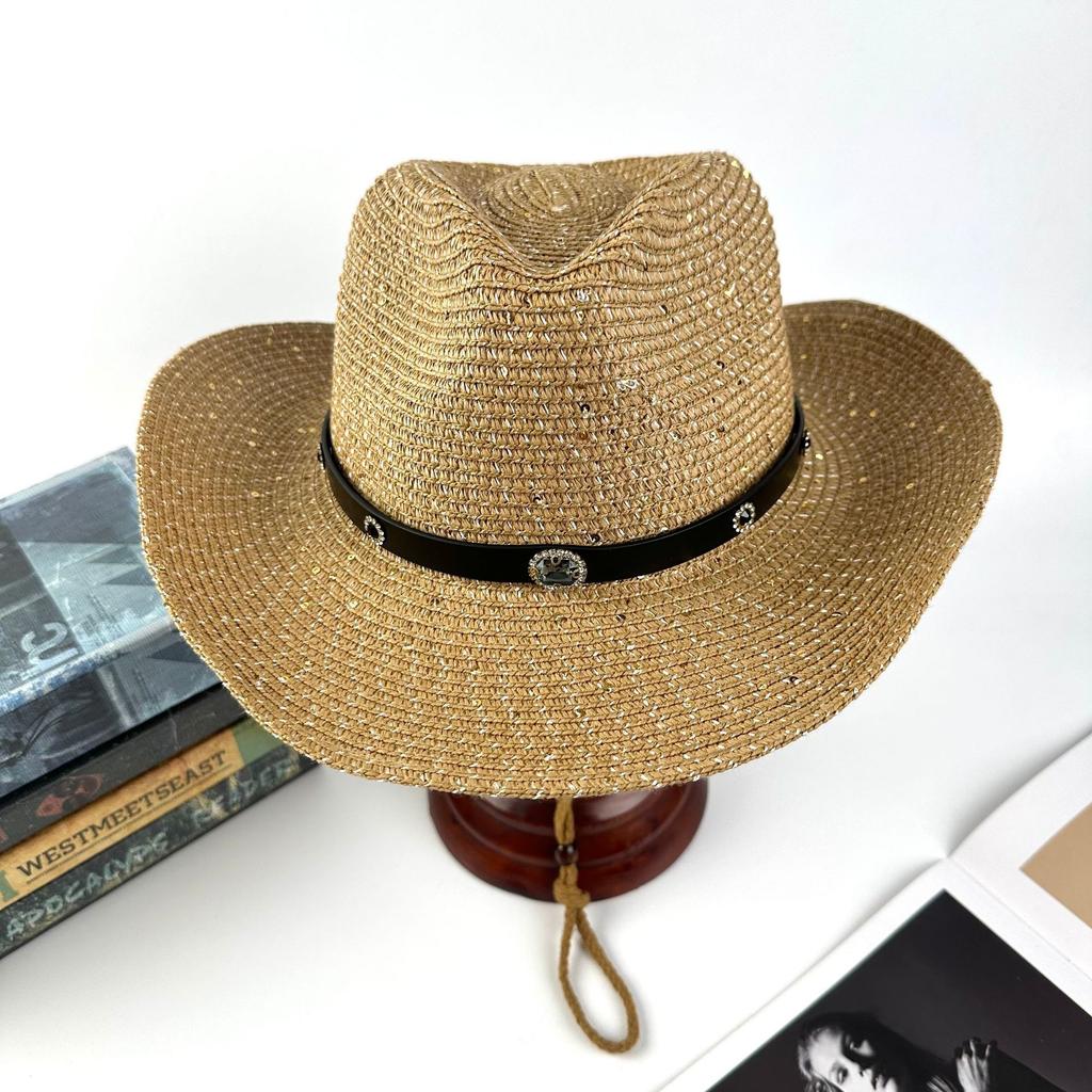 Hot-selling New Western Denim Straw Hat Spring and Summer New Men's and Women's Seaside Beach Travel Sunscreen Visor