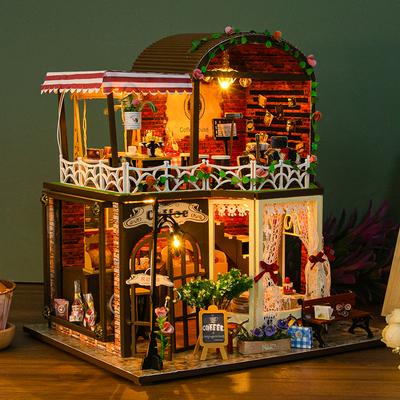 DIY Wooden Miniature 3D Puzzle Building Kits Cottage Doll Houses With Furniture Light Casa Dollhouses Friends Birthday Gifts