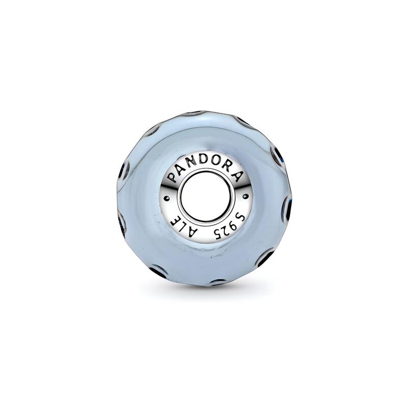 Pandora Dark blue ocean glass ripple charm 925 silver beads women's style 798938C00