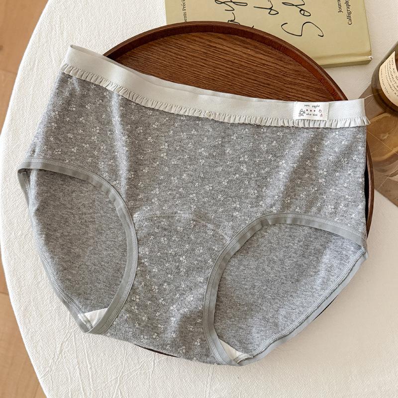 H8819 Lolita Floral Panties for Girls - Pure Cotton, Breathable, Antibacterial Crotch, Women's Briefs for Ages 10+