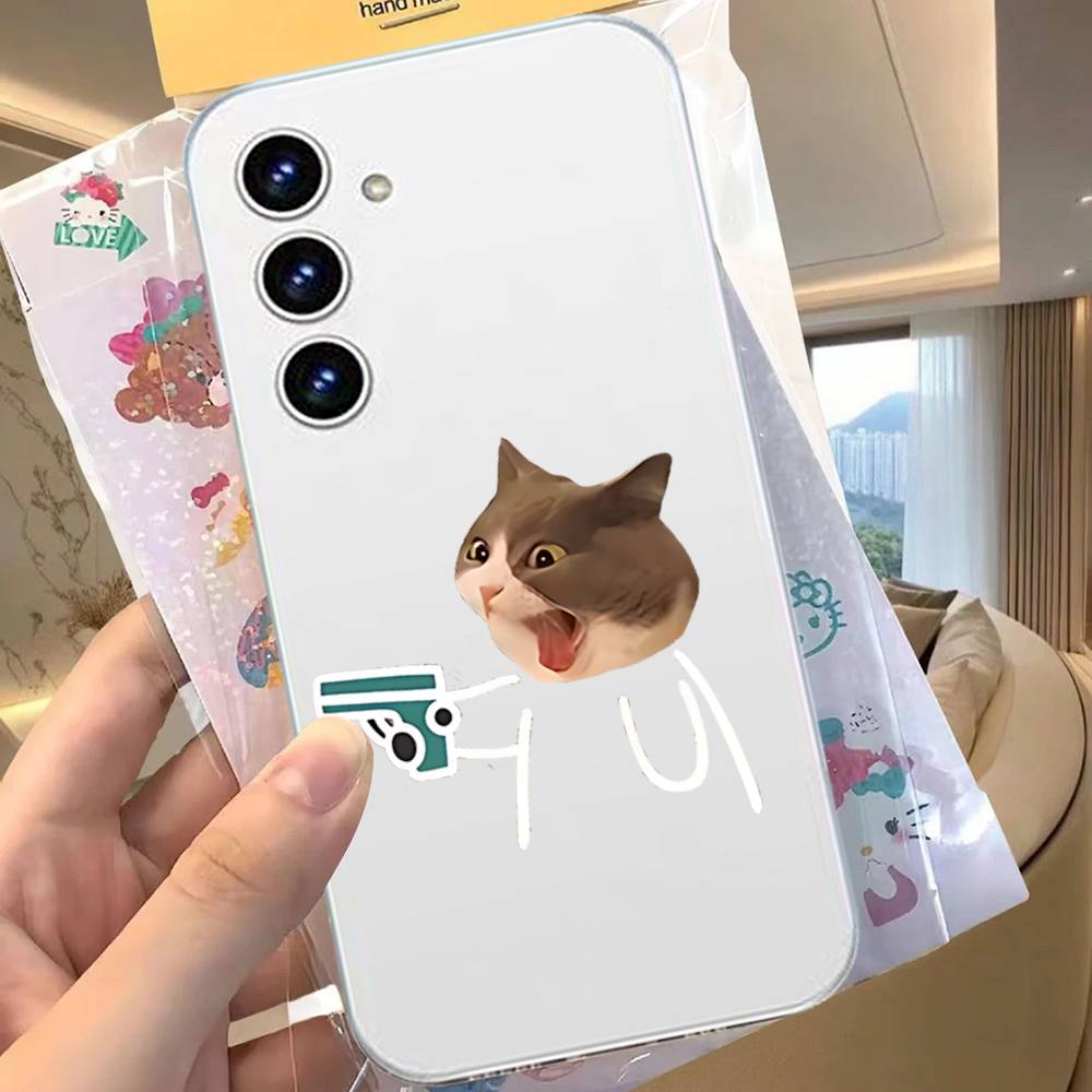 

Cute Cat Dog Couple Clear Phone Case For Samsung Galaxy Transparent Cover A52 A12 A51 S21 Edge S22ULTRA S23 S24 S20LITE Plus Ult S24ULTRA