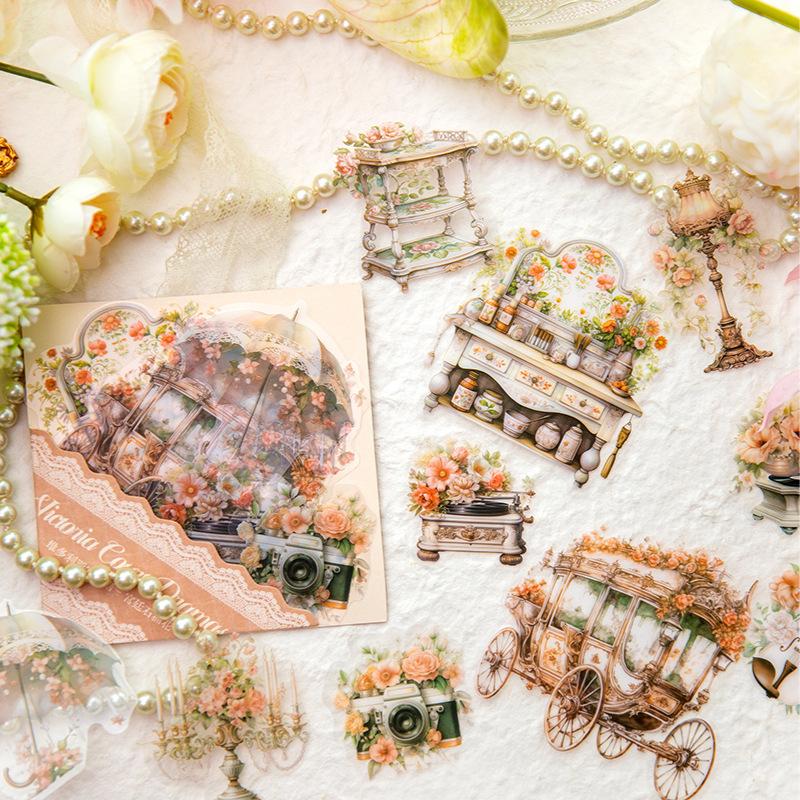 10Pcs Vintage European Palace Items Stickers Luxury Retro Style Journal DIY Collage Decor Supplies