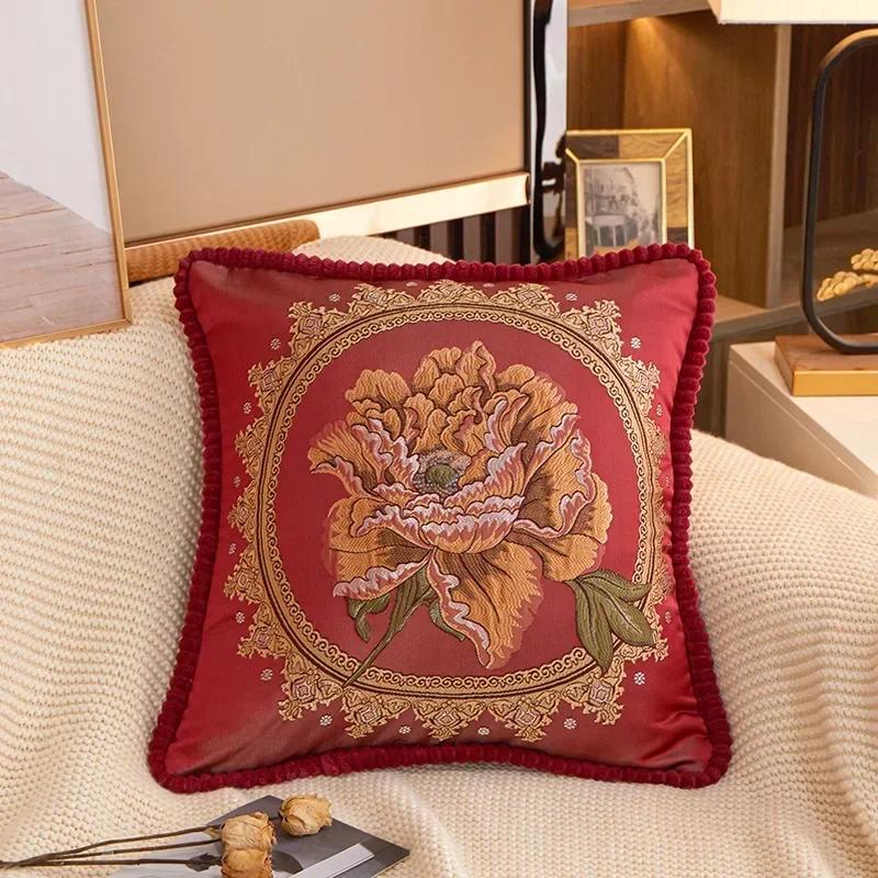 48x48cm European Style Embroidered Flowers Decorative Cushion Cover Pillowcase Home Sofa Car Throw Pillow Case Cojines