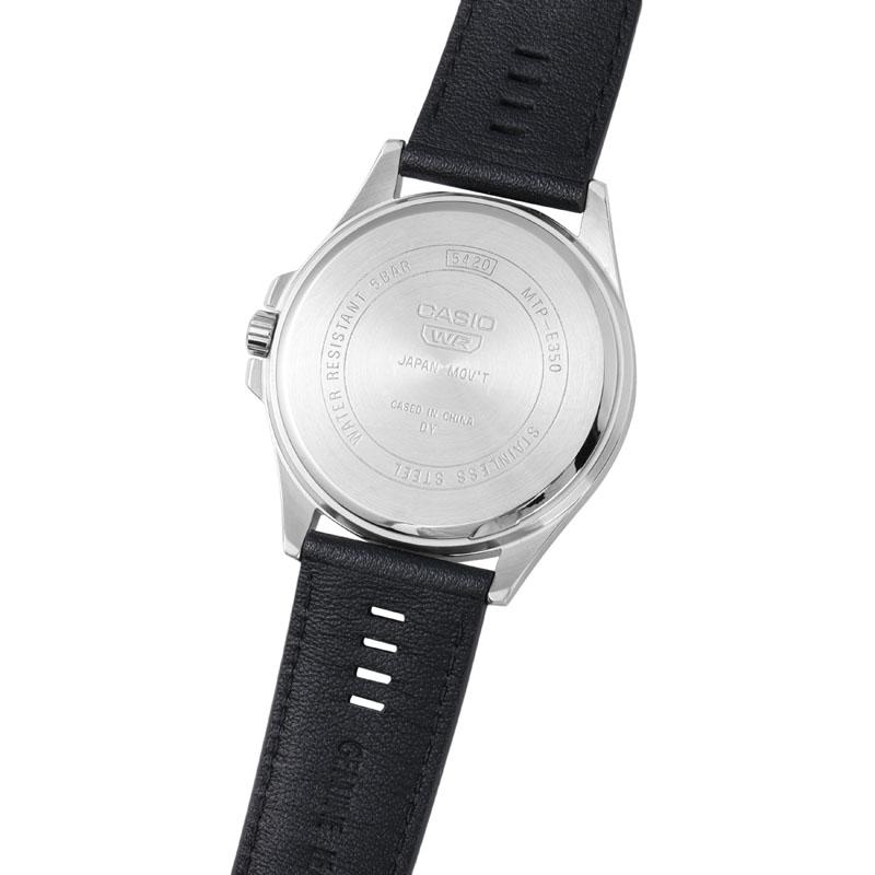 Casio 50 Meters Waterproof Quartz Movement Leather Strap Japanese and Korean Watch 4640.68.7mm Men's Watch Black Dial MTP-E350L-1BV